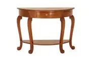 CT Cabriol Leg Solid Timber 1 Drawer Half Round Sofa Table