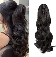Clip-in Ponytail Extensions Braid Hairpiece Claw Ponytail Hair Extensions Like Real Hair Wavy Curly Synthetic Hair Long Hair Heat Resistant Dark Brown