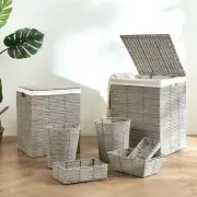 Baum Essex Aurora Binded Faux Wicker Hamper Set Of 7, Grey