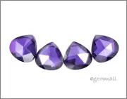 4 Cubic Zirconia Pear Briolette Beads 10x10mm Amethyst Purple 64635