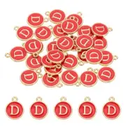 Letter Charm, 30 Pcs Capital Initial Alphabet D Letter Charm for Bracelet, Red