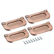 Finger Flush Pull Handle 74x34x5mm Rectangle for Drawer Door Copper Tone 4pcs
