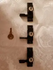 Set of 3 New Keyed Window Sash Locks With One Key.