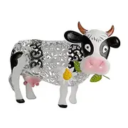 Solar Light Cow Statue Smart Resin Daisy LED 30x20x18cm Outdoor Garden Feature Decor Energy Saving Illumination Cute Animal Nighttime Glow Patio Lawn