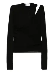 [Self-Portrait] Black Cut Out Viscose Knit Top