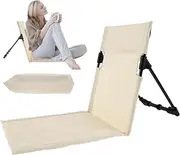 Floor Chair Back Support Beach, Camping Chair Back Support, Outdoor Beach Chairs Folding, Folding Camping Beach Chair with Storage Bag for Fishing Barbecues Hiking Traveling (Beige)