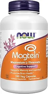 NOW Supplements Magtein, Magnesium L-Threonate, Cognitive Support*, 180 Veg Capsules