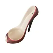 W Ruby Red Stiletto Slipper/Shoe Display Sparkle &Wine Bottle Holder 8 in. Tall