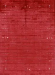 Soft and Plush Red Wool Gabbeh Area Rug Hand-knotted 6x8 ft