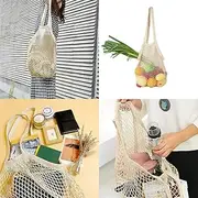 7Pcs Reusable Produce Bags mesh Eco Grocery Bags Washable Natural Cotton Mesh Bag, Net Shopping Tote, Reusable Produce Bags,Washable,Lightweight,See-Through,Perfect fo