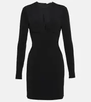 [Stella McCartney] Stella McCartney Mesh-paneled crêpe minidress AU 12 black