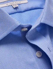 Hawes & Curtis Non-Iron Blue Textured Weave Slim Shirt Size: 16" collar, 36" sleeve