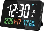 Labymos Tuya WiFi Desktop Clock Calendar Intelnt Thermometer Hygrometer with Digital LED Display Support WIFI Auto-Calibration/4-Level Adjustable Brightness/APP Remote View/High Temperature Warning fo