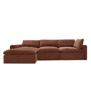 [James Lane] Cloud Deep Muse Rust Modular Sofa - 3 Seater Chaise