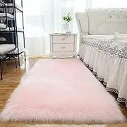 Washable Fluffy Rug, 120x200CM Extra Thick 3.0 cm Rectangular Rug Mat, Absorbent Non-Slip Carpet for Bedside, Sofa, Porch, Entrance. (Cherry Blossom Pink)