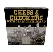 Classic Glass Chess and Chess Set With Glass and Frosted Pieces and Board
