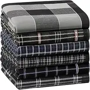 [HOULIFE] Cotton Men’s Handkerchiefs, Plaid Handkerchief for Men, Classic Mens Hankies, Stripe Pocket Square Set, Checkered Men Hanky, Mixed-6PCS, M