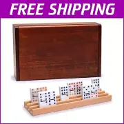 Professional Double 12 Dominoes Game Set with 4 Wooden Racks - Enjoy Together