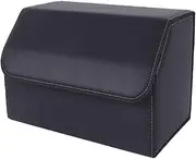SOGA Leather Car Boot Collapsible Foldable Trunk Cargo Organizer Portable Storage Box Black Medium
