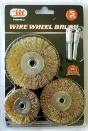 5pc Brass Wire Wheel Brush Set 1/4" Shank Power Drill Deburr Remove Paint Rust
