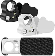 3Pcs Jewelry Loupe Magnifier, 30X 60X 90X Jewelry Magnifying Glass Portable Jewelry Eye Loop with LED Light for Gems Jewelry Diamond Stamps