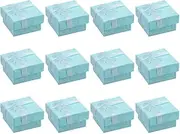 [BIGTEDDY] Bulk 12pc Square Jewelry Earring Ring Gift Display Paper Cardboard Boxes 4 Color Blue