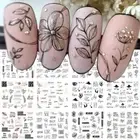 Flowers Nail Art Stickers 12 Sheets Spring Nail Decals Floral Water Spring1