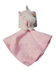 New Carter's Girl Cuddle Plush Pink White Satin Dots Unicorn Baby Blanket Lovey