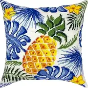 Pineapple. Needlepoint Kit. Throw Pillow 16×16 Inches. Printed Tapestry Canvas, European Quality