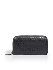Black Intrecciato Leather Wallet