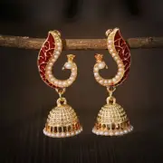 Peacock Pattern Drop Earrings-Acrylic Pearl Tassel Earring Gold Color Ear Dangle