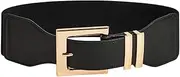 [Ｓｉｍｈｏａ] Wide Elastic Belt Girdle for Women Black Female Simple Decoration Waist Belt