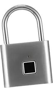 COLLBATH Intelligent Fingerprint Password Lock Silver Hanging Lock for Luggage Suitcase and Cabinet Supports Fingerprints Durable Multi Purpose Security for Indoor and Outdoor Use