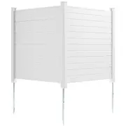 Outdoor PVC Privacy Screen with Metal Stakes - 50x50 Inches, 2 Panels