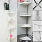 4 Tier Shower Corner Pole Caddy Shelf Rack Bathroom Bath Storage Organizer