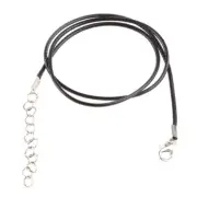 18 Clasp Chain Black Leather Wax Rope Cord Necklace with Lobster Clasp for DIY
