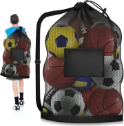 Extra Large Soccer Ball Bag, 40" x 30" Drawstring Mesh Ball Bag with Pocket, 1