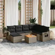 Garden Sofa Set with Cushions Modular Sofa Couch 8 Piece Poly Rattan vidaXL