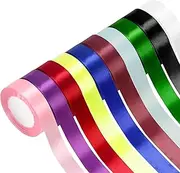 Tanstic 10 Rolls 10 Colors Satin Ribbon Kit, 4/5 Inch x 25 Yards Fabric Ribbons, Gift Wrapping Ribbon, Double Face Solid Color Fabric Satin Ribbon for Gift Wrapping, Party Decoration, Bow Making