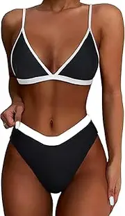 [Generic] Women Triangle High Cut Bikini Sets Sexy High Waisted 2 Piece Swimsuit