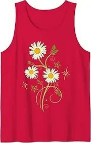 [Generic] Marguerites Daisy Spring Summer Daisies Flower Tank Top T-Shirt for Men Crew Neck Tee Shirt