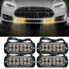 4PCS 12LED Amber Car Truck Flashing Beacon Warning Hazard Strobe Flash Light Bar