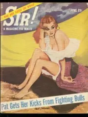 MAG: SIR! PULP JUNE 1955-SPICY GIRL COVER-BULL FIGHTING-UFO- VG