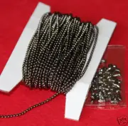 32ft spool of Gunmetal plated 1.5mm ball chain with connectors