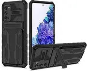 Compatible with Samsung Galaxy S20 FE Case with Card Package Holder,Military Grade Protection Heavy Duty Shockproof Phone Case Cover Compatible with Samsung Galaxy S20 FE (Color : Black)