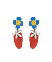Saint Laurent Flower Strawberry Pendant Clip-On Earrings One size Red