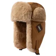 Waterproof Leather Trapper Hat Faux Fur Ushanka Russian Hats Cdus-pl2406-camel