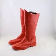 Customized Superman Clark Kent Red Zipper Long Combat Boots Cosplay Shoes Unsex