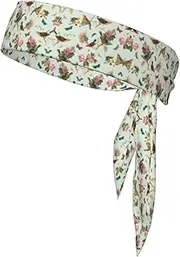 Bird Pattern Sports Strap Double-Sided Headscarf Men's Bow Tie Sports Headscarf Running Yoga Exercise Headband