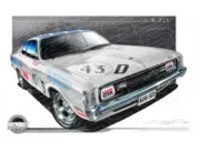 Bathurst Legends 1971 VALIANT R/T E38 CHARGER GEOGHEGAN / BROWN A2 FRAMED PRINT